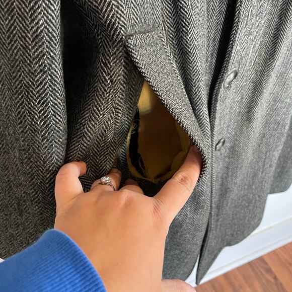 VTG London Fog 100% Pure Wool Men's Coat SZ 44 REG Faux Fur Collar Business EUC - Picture 6 of 8